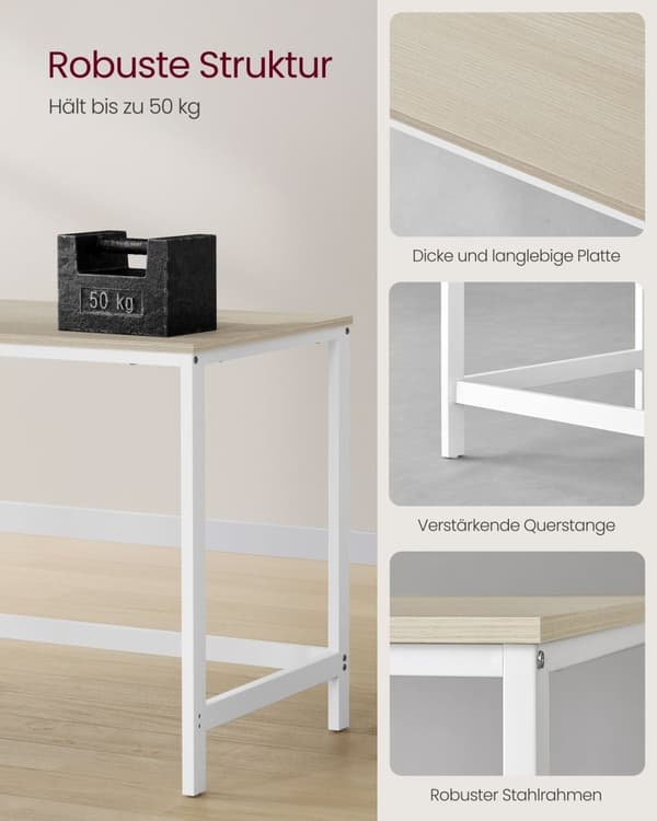 Rootz träskrivbord med 2 hyllor - kontorsbord - arbetsstation - rymdbesparande - 60 cm x 120 cm x 76 cm