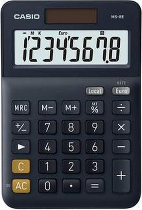 Casio MS-8E Skrivebordsberegner Solar Powered Mørkeblå Antal skærmpositioner: 8