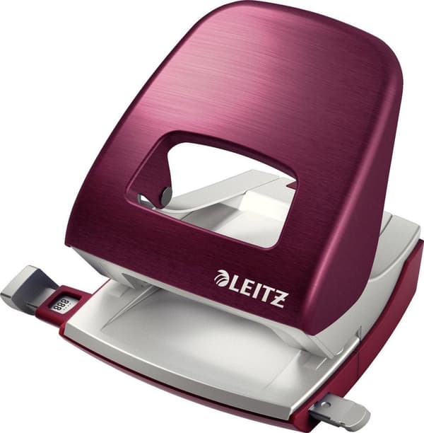 Leitz Style Metal Office Rei'itin - Rei'ittää jopa 30 arkkia - Kansioihin ja rengaskansioon - Granaatinpunainen - Ihanteellinen kotitoimistoon/kotityö