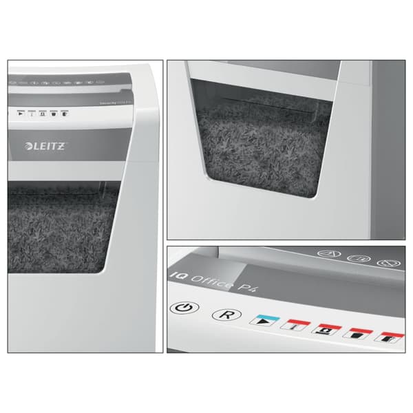 Leitz Paper Shredder IQ Office P4 jumiutumisenestotekniikalla - Toimisto- ja kotityöskentelyyn - P-4 Silppurit - Syöttää jopa 15 arkkia - Silppua asia
