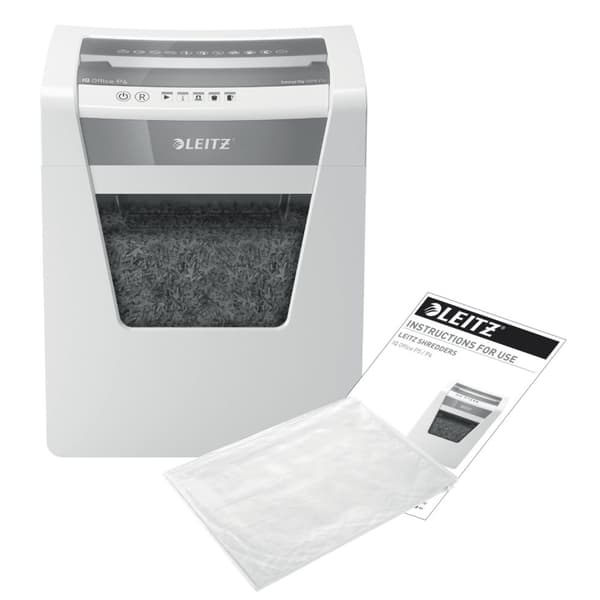 Leitz Paper Shredder IQ Office P4 jumiutumisenestotekniikalla - Toimisto- ja kotityöskentelyyn - P-4 Silppurit - Syöttää jopa 15 arkkia - Silppua asia