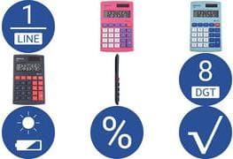 MAUL M 8 fickkalkylator rosa (7261022)