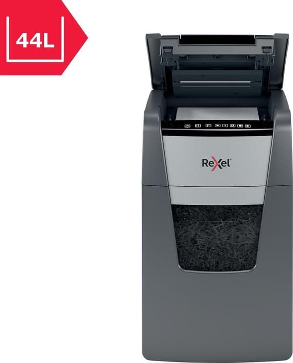 Rexel Optimum AutoFeed+ 150X Whisper Quiet Paperinsilppuri jumiutumisenestotekniikalla kotitoimistoon/kotityöpaikalle - P-4-silppuri - jopa 150 arkkia