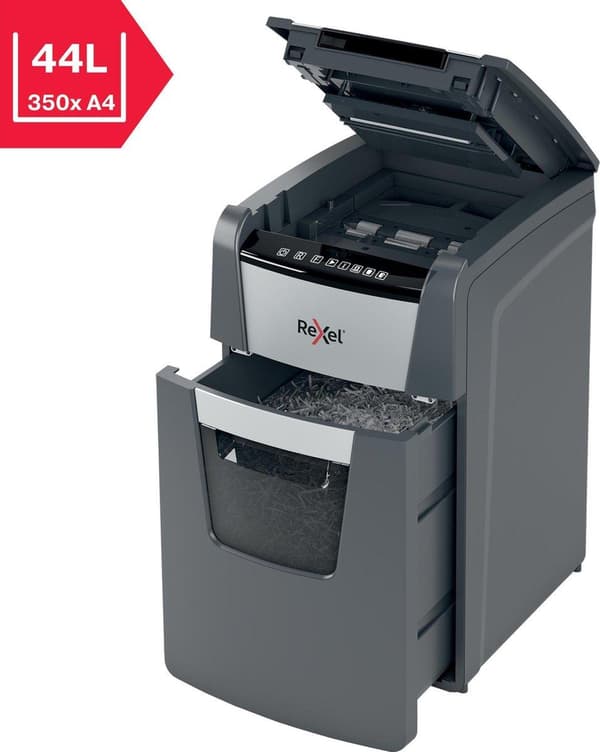 Rexel Optimum AutoFeed+ 150X Whisper Quiet Paperinsilppuri jumiutumisenestotekniikalla kotitoimistoon/kotityöpaikalle - P-4-silppuri - jopa 150 arkkia