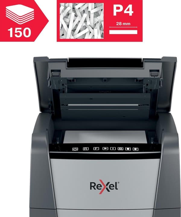 Rexel Optimum AutoFeed+ 150X Whisper Quiet Paperinsilppuri jumiutumisenestotekniikalla kotitoimistoon/kotityöpaikalle - P-4-silppuri - jopa 150 arkkia