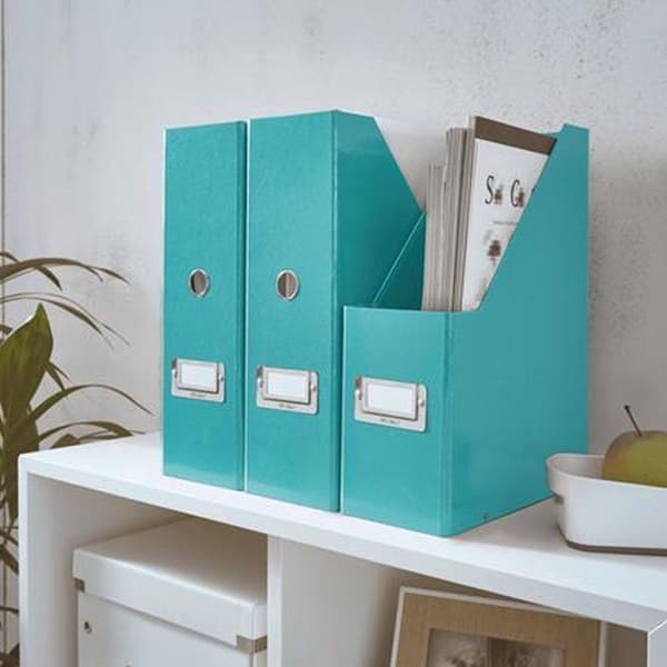 Leitz WOW Click & Store robust papmagasinholder - 10,3 x 33 x 25,3 cm (BxHxD) - Isblå