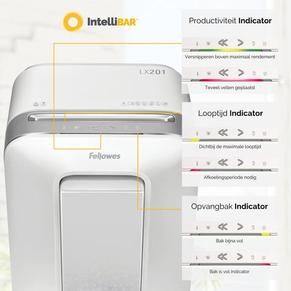 Fellowes-paperisilppuri LX201, 12 arkkia, P5-mikrosilppuri, valkoinen