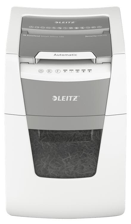 Leitz IQ Autofeed 100 Silent Paperinsilppuri juuttumisenestotekniikalla kotitoimistoon/kotityöpaikalle - P-5 mikrosilppurit - Syöttää jopa 100 A4-arkk