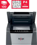 Pikkukuva 4 / 9: Rexel Optimum AutoFeed+ 100X Whisper Quiet Paperinsilppuri jumiutumisenestotekniikalla kotityöpaikalle - P-4-silppuri - Syöttää jopa 100 arkkia - Silp