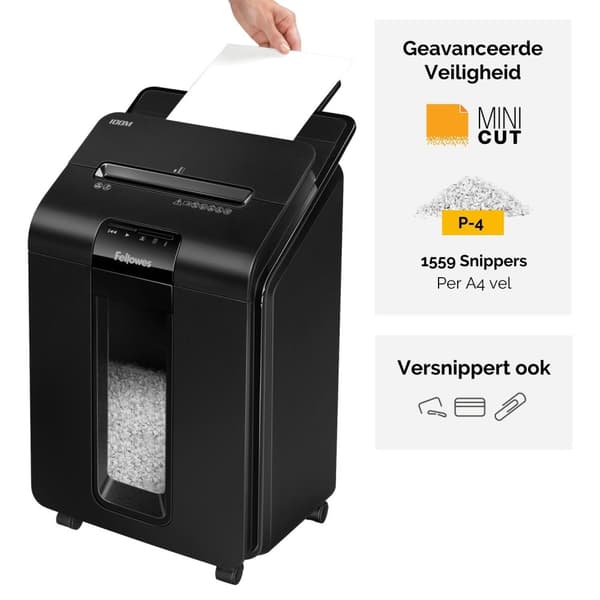 Fellowes Paperinsilppuri AutoMax 100M Mini Shreds P4, 100 arkkia, musta