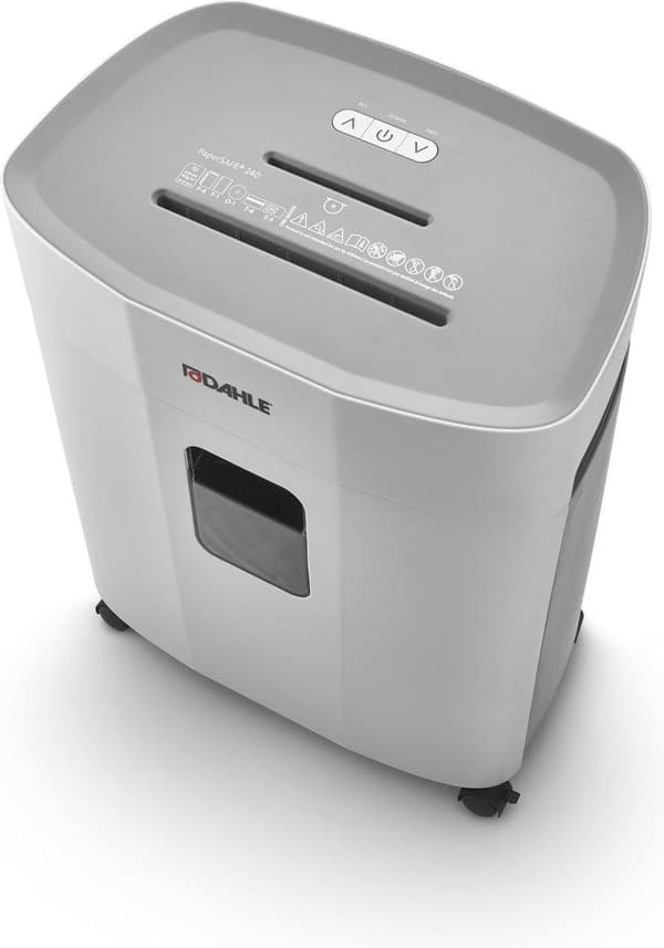 Dahle® PaperSAFE 240 - Paperisilppuri - 4x12 mm silppuri - 25 litran keräilyalusta - Arkkeja max 10 kpl - P4 - Niittejä pankkikortteja paperiliittimiä