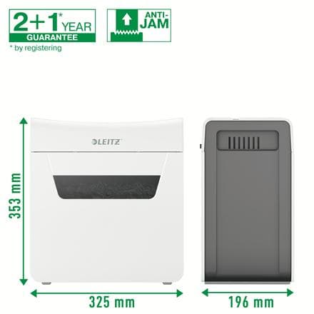 Leitz IQ Protect Premium 6X Silent Paperinsilppuri P-4 Koti-/Kotityöpistesilppurit - Syötä jopa 6 arkkia - 10 litran lokero - Valkoinen