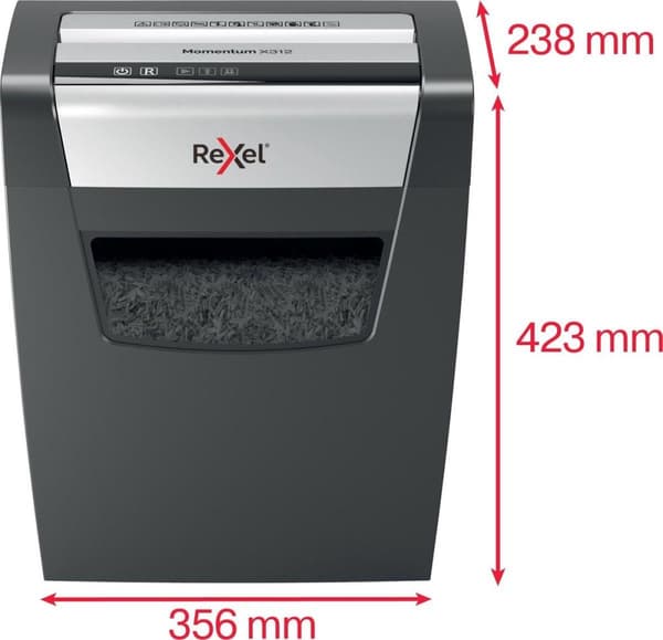 Rexel Paperinsilppuri Momentum X312 juuttumisenestotekniikalla toimisto- ja kotitöihin - P- 3 silppuria - Jopa 12 A4-arkkia - Silppua asiakirjoja, nii