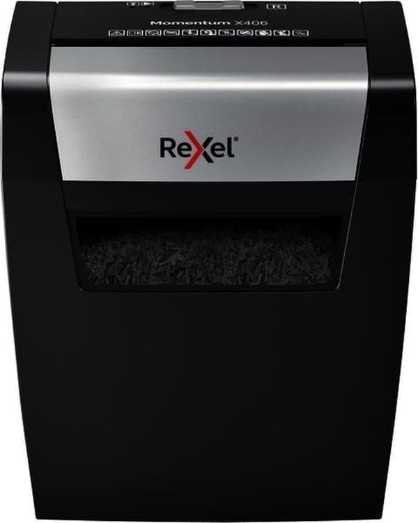 Rexel Momentum X406 P4 Koti/Koti Työpaikka Paperinsilppuri - Syöttää jopa 6 A4-arkkia - Silppua asiakirjoja, niittejä ja paperiliittimiä - 15 litran a