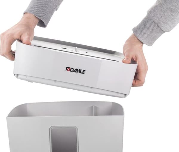 Dahle® PaperSAFE 100 - Paperinsilppuri - 5x18 mm siru - 12L keräilyalusta - Arkkeja enintään 5 kpl - P4 - Niittejä pankkikortteja paperiliittimiä