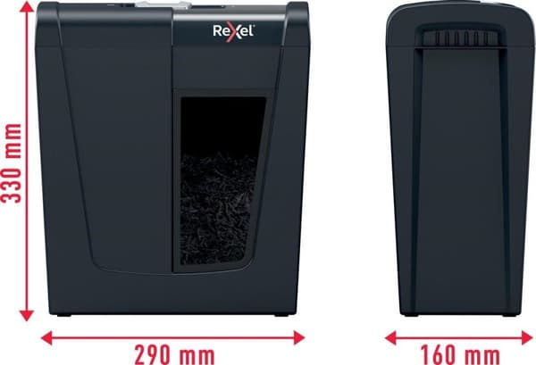Rexel Secure S5 Silent Koti-/työpaperisilppuri - P-2 nauhat - Syöttää jopa 5 arkkia - Silppua asiakirjoja, niittejä ja paperiliittimiä - 10 litran säi