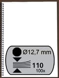 Miniatyrbild 7 av 11: Wire back 12,7 mm 34 ringar A4 GBC Black Pack med 100 stycken