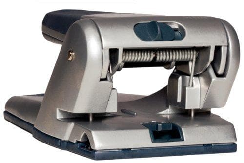 Leitz extra stark arkivstans av metall, för 65 ark, stor stans för kontoret, stoppskena med formatinformation, ergonomisk design, blå, 51800035