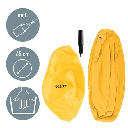 Leitz Ergo Cozy Active Ergonominen istuinpallo - Sisältää käsipumpun - Ihanteellinen kotitoimistoon - Lämmin keltainen