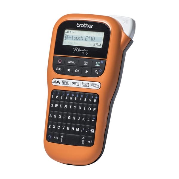 Brother P-Touch PT-E110VP - etiketöintikone - yksivärinen - lämpösiirto - rulla (1,2 cm) - 180 dpi - jopa 20 mm/s. - 2-rivinen tulostus (PTE110VPZG1)