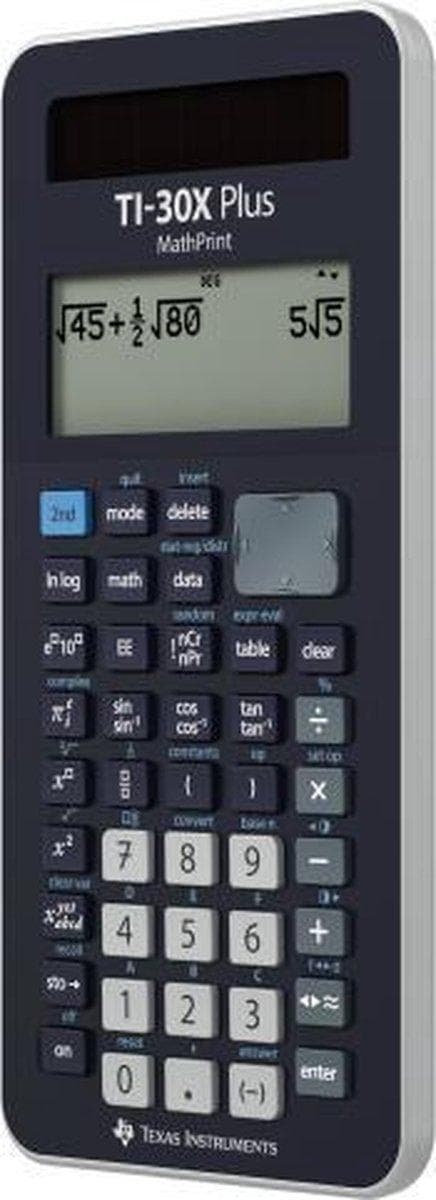 Texas Instruments TI-30X Plus MathPrint -koululaskin paristokäyttöinen, aurinkoenergialla toimiva musta Näyttöpaikkojen määrä: 16