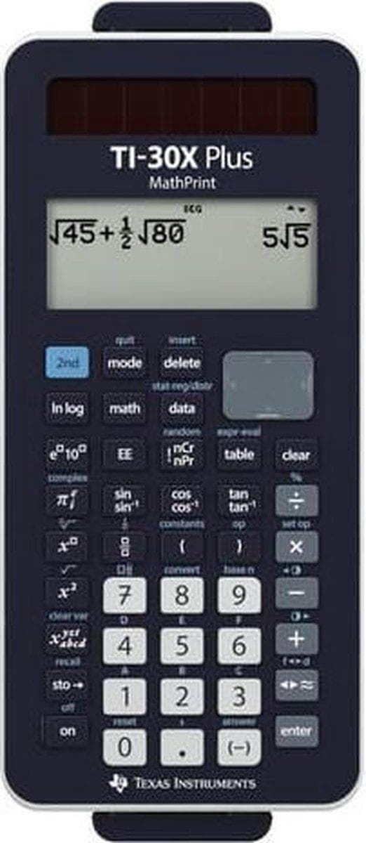 Texas Instruments TI-30X Plus MathPrint -koululaskin paristokäyttöinen, aurinkoenergialla toimiva musta Näyttöpaikkojen määrä: 16