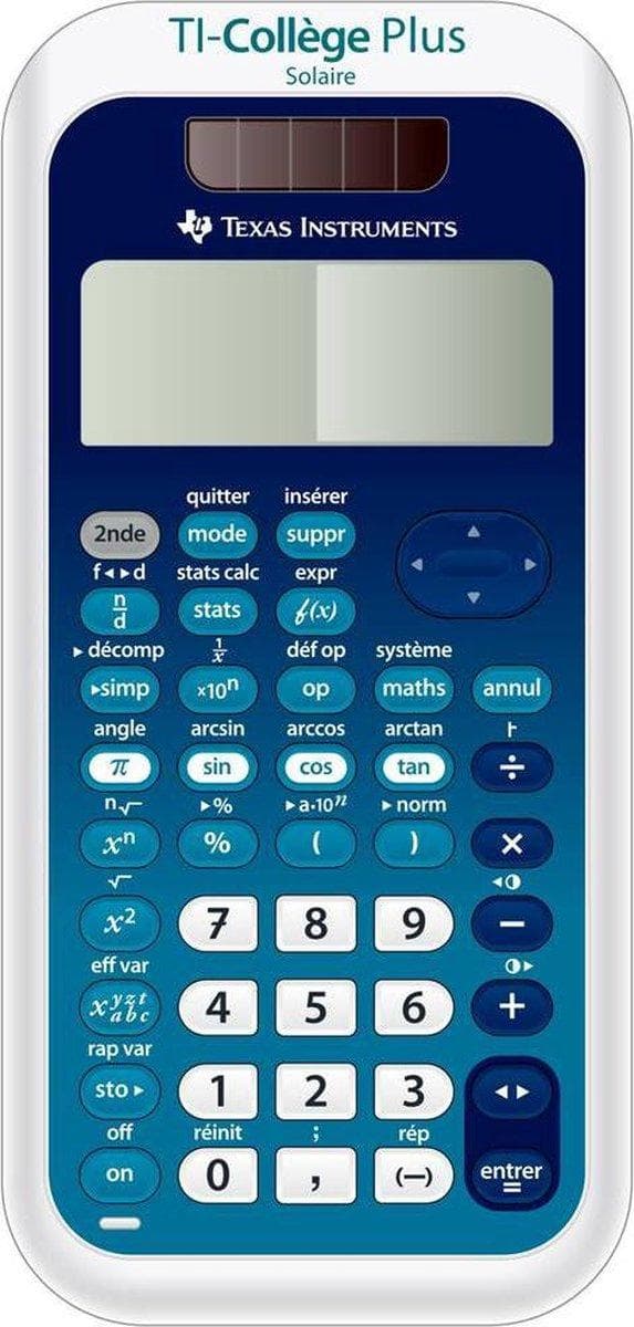 Texas Instruments Collège Plus Solaire - Videnskabelig lommeregner Sort, Blå, Hvid
