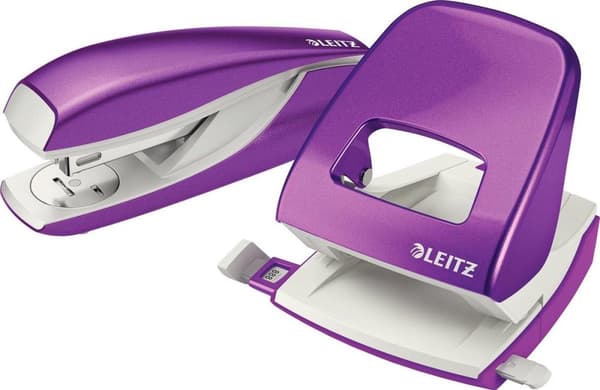 Leitz NeXXt WOW Hole Punch 5008 - Rei'ittää jopa 30 arkkia - Kansioihin ja rengaskansioon - Purppura metalli - Ihanteellinen kotitoimistoon/kotityöpai