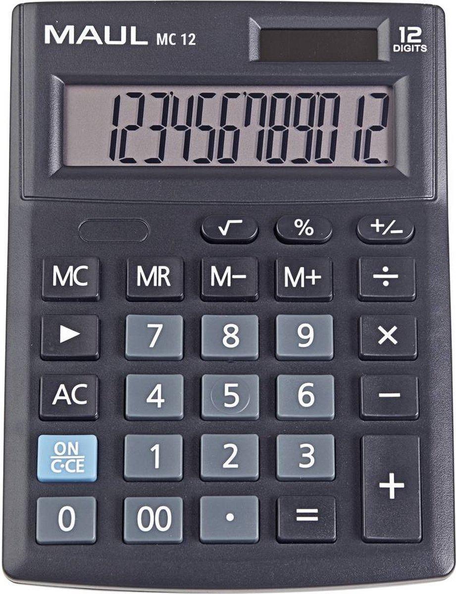 Maul MC 12 Skrivbordsräknare batteridriven, soldriven Svart Antal displaypositioner: 12