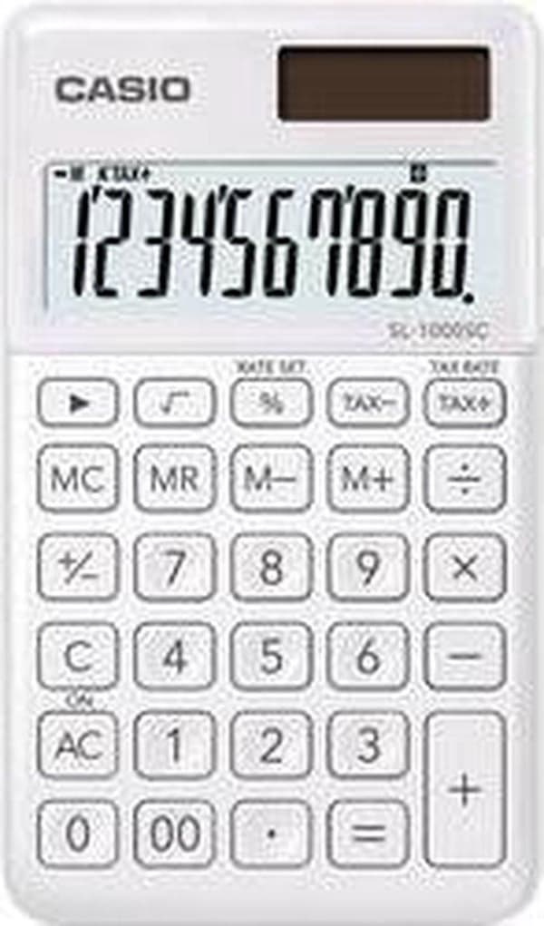 Casio SL-1000SC-WE Taskulaskin Pocket Basic Valkoinen