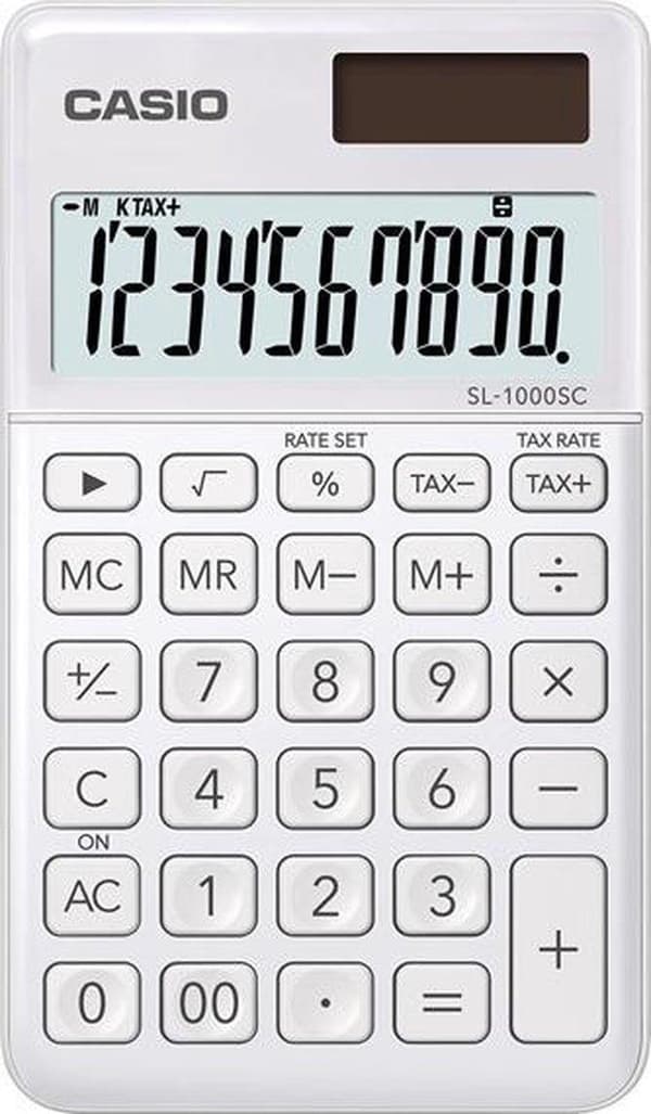 Casio SL-1000SC-WE miniräknare Pocket Basic Vit Vit