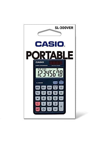 CASIO lommeregner SL-300 VERA, sol-/batteridrift, 8-cifret EKSTRA STORT LC-display, euroomregning, - 1 stk (SL-300 VERA)