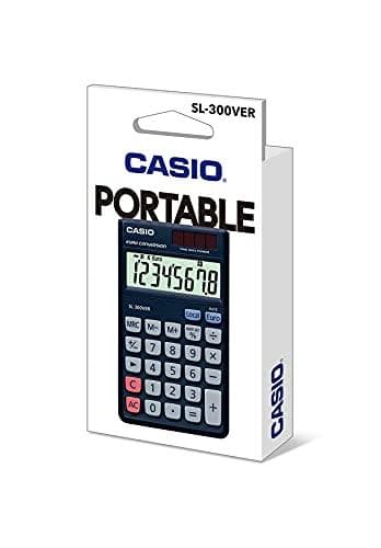 CASIO lommeregner SL-300 VERA, sol-/batteridrift, 8-cifret EKSTRA STORT LC-display, euroomregning, - 1 stk (SL-300 VERA)