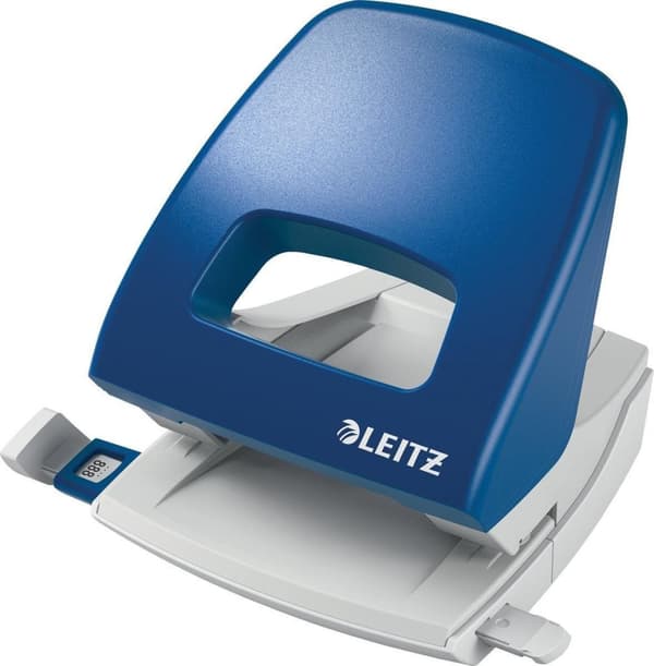 Leitz NeXXt WOW Mini hulmaskine med ergonomisk greb - Perforerer op til 25 ark - Til mapper og ringbind - Blå - Ideel til hjemmekontor/hjemmearbejdspl