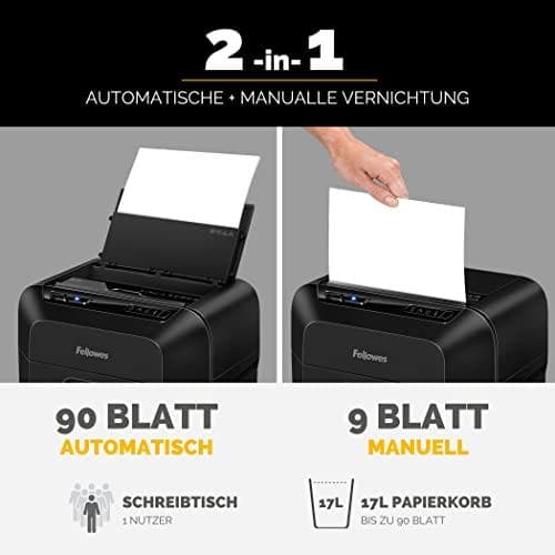 Fellowes AutoMax 90M hiukkassilppuri P-4 4 x 12mm 90 arkkia musta (4633601)