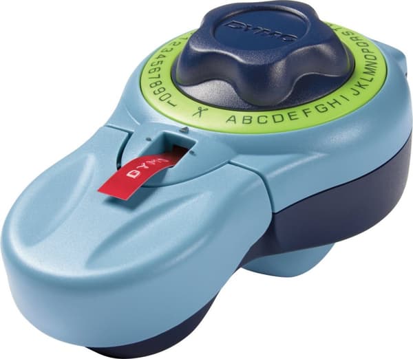 DYMO Junior bogstavtang | Hjul med stor knap og 42 tegn | ingen batterier påkrævet | Etiketmaskine til hjemmet til prægning