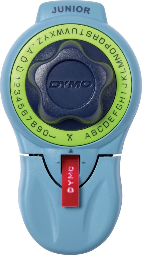 DYMO Junior bogstavtang | Hjul med stor knap og 42 tegn | ingen batterier påkrævet | Etiketmaskine til hjemmet til prægning