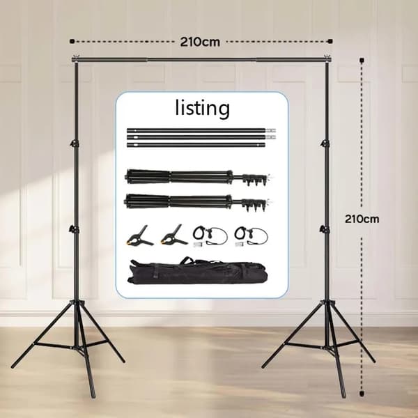 Fotostudie Baggrundstativ, Chromakey Grøn Skærm Støttesystem, Chroma Fotobaggrund Ramme til Optagelse, 200x200cm