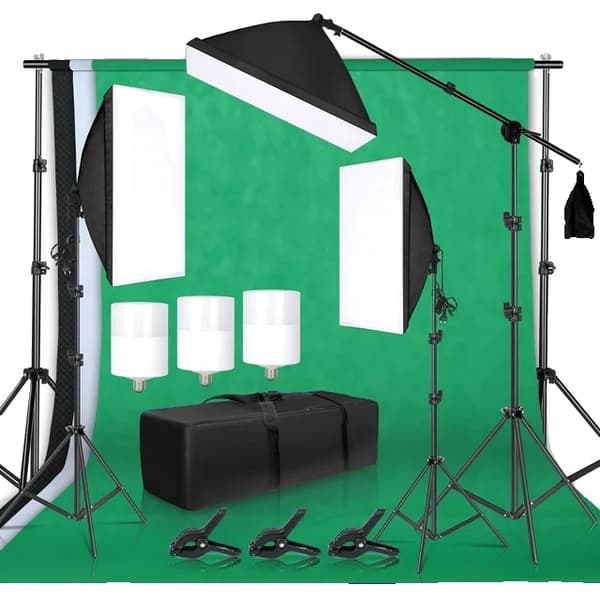 Fotobelysningssats, Softbox-stödram, 3 st Bakgrundstycken, Foto Studio Kit 36
