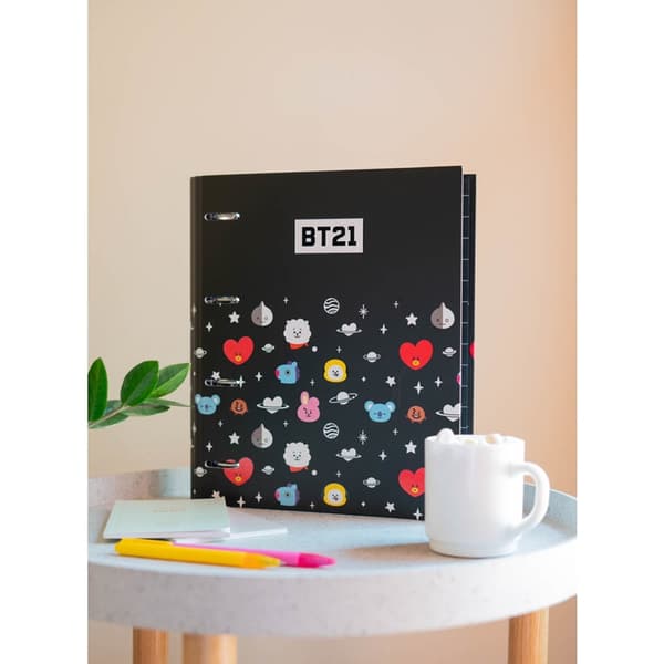 Line Friends BT21 - Ringbind til opbevaring af dokumenter med elastik (4 ringe)