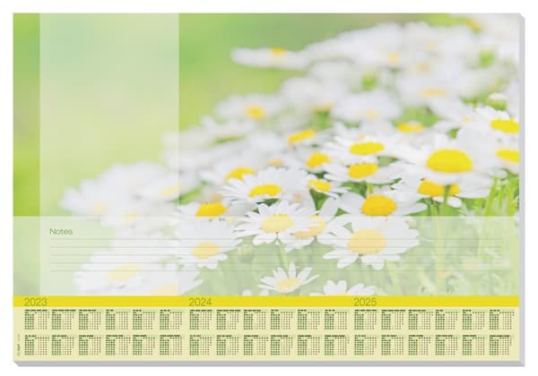 Sigel SI-HO307 Designpad Lovely Daisies, med år 2023/2024/2025. 4-språkig 59,5x41cm, 80 grams papper, 30 ark