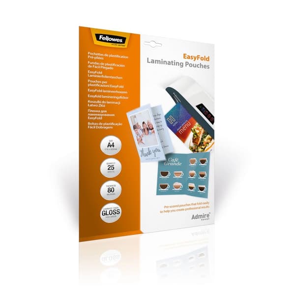 Fellowes Lamineringsfolie Admire Easyfold A4, 160 mikron, 25 stk.
