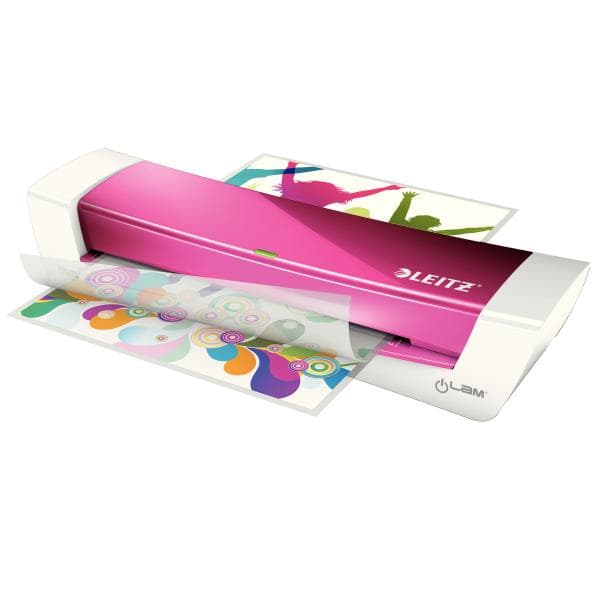 Leitz iLAM Home Office A4 lamineringsmaskin - Lämplig för 80-25 mikron - Inkluderar startkit med lamineringspåsar - Idealisk för hemmakontor - Rosa me
