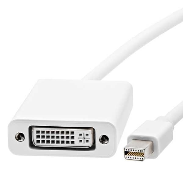 Mini DisplayPort (hane) till DVI-I (hona) Adapter – Vit