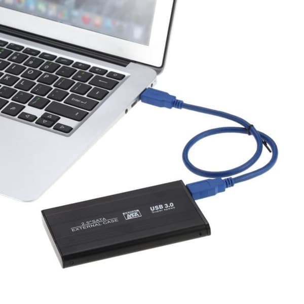 Extern HDD SSD-ettui 2,5" - USB 3.0 - Aluminium - 1 To - Svart - Ultra-snabb