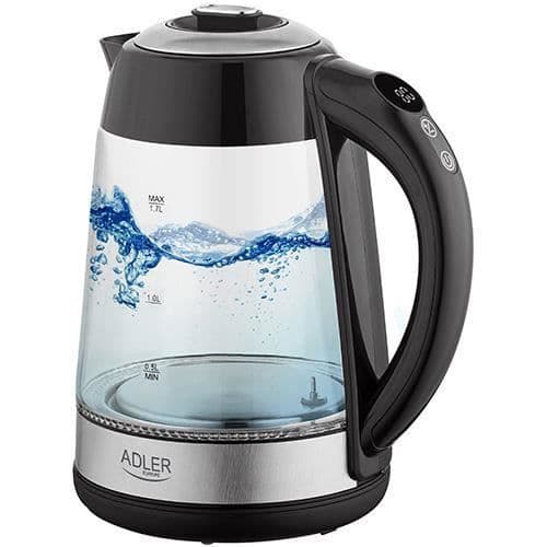 Adler AD 1285 vattenkokare - 1,7 L - 2200 W - Svart, stål, transparent