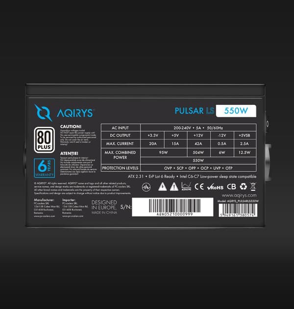 Sursa Aqirys Pulsar LS 550W 80+