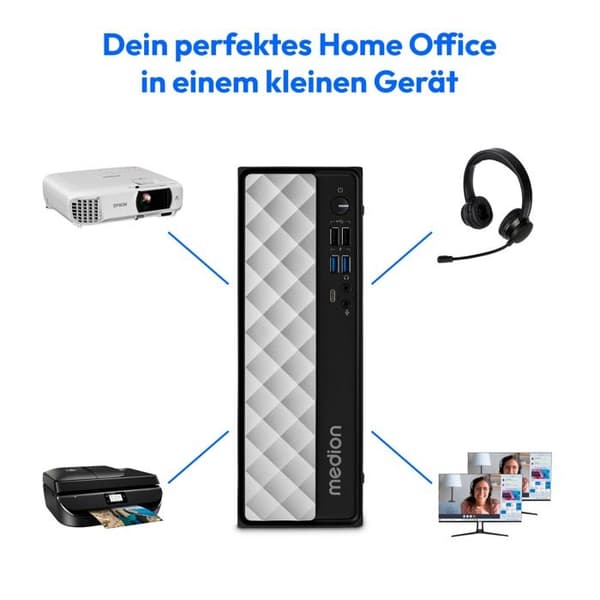 Stationär PC - MEDION - T80 MD34590 - i7-12650H 2.3GHz - 16GB RAM - 1TB SSD - Integrerat grafikkort - Win 11