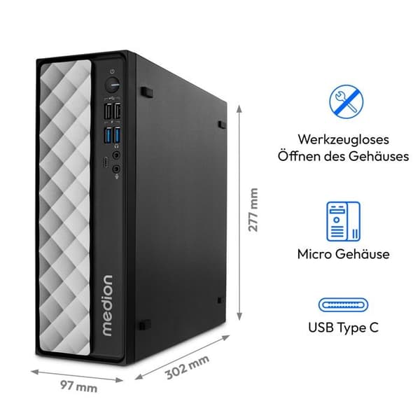 Stationär PC - MEDION - T80 MD34590 - i7-12650H 2.3GHz - 16GB RAM - 1TB SSD - Integrerat grafikkort - Win 11