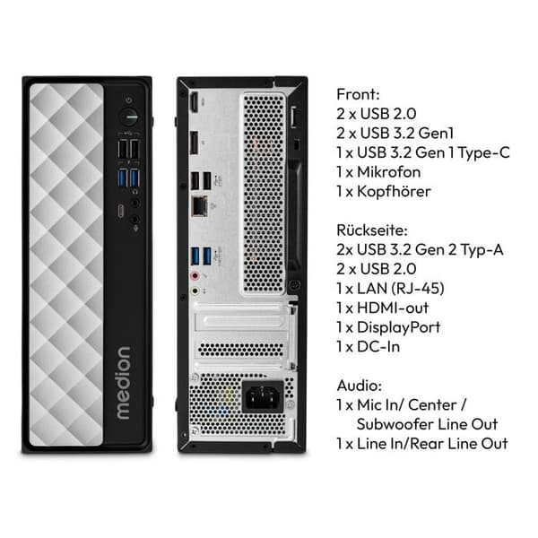 Stationär PC - MEDION - T80 MD34590 - i7-12650H 2.3GHz - 16GB RAM - 1TB SSD - Integrerat grafikkort - Win 11